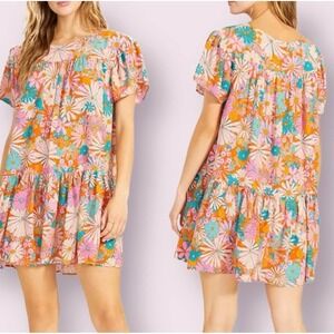 BB Dakota By Steve Madden In Retrospect Shift Dress Floral‎ 70's Size Large